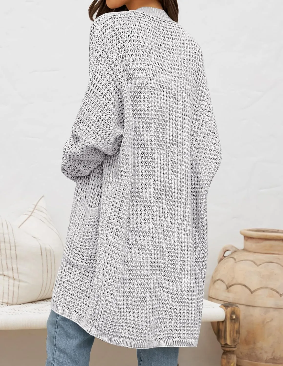 ZESICA Women's Fall Long Batwing Sleeve Open Front Chunky Knit Cardigan Sweater