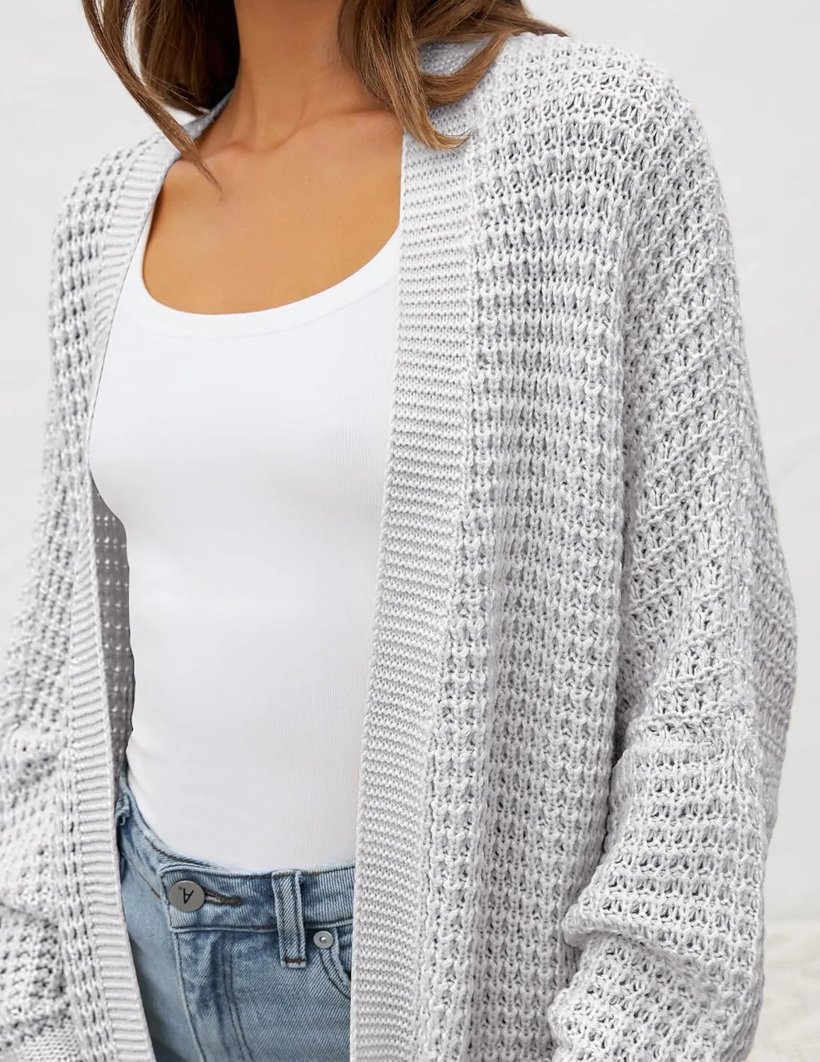 ZESICA Women's Fall Long Batwing Sleeve Open Front Chunky Knit Cardigan Sweater