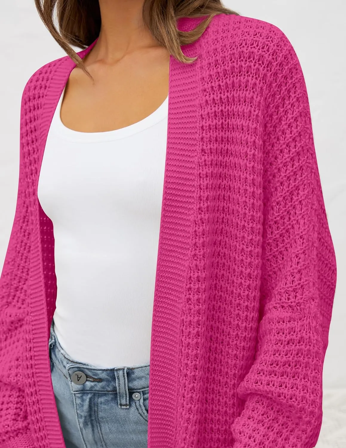 ZESICA Women's Fall Long Batwing Sleeve Open Front Chunky Knit Cardigan Sweater